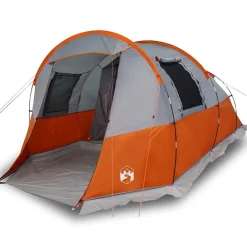 vidaXL Tienda de camping con túnel 4 personas impermeable gris naranja Gris y naranja Best