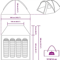 vidaXL Actividades Al Aire Libre-Tienda de camping con techo 308 x 268 x 130 cm Poliéster