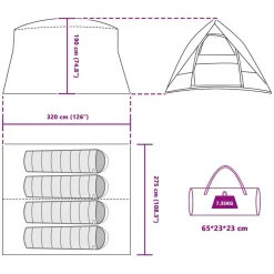 vidaXL Actividades Al Aire Libre-Tienda de camping con techo 320 x 275 x 190 cm tafetán