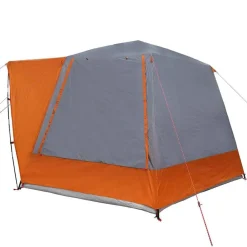 vidaXL Tienda de camping 420 x 420 x 227 cm Poliéster Gris y naranja New