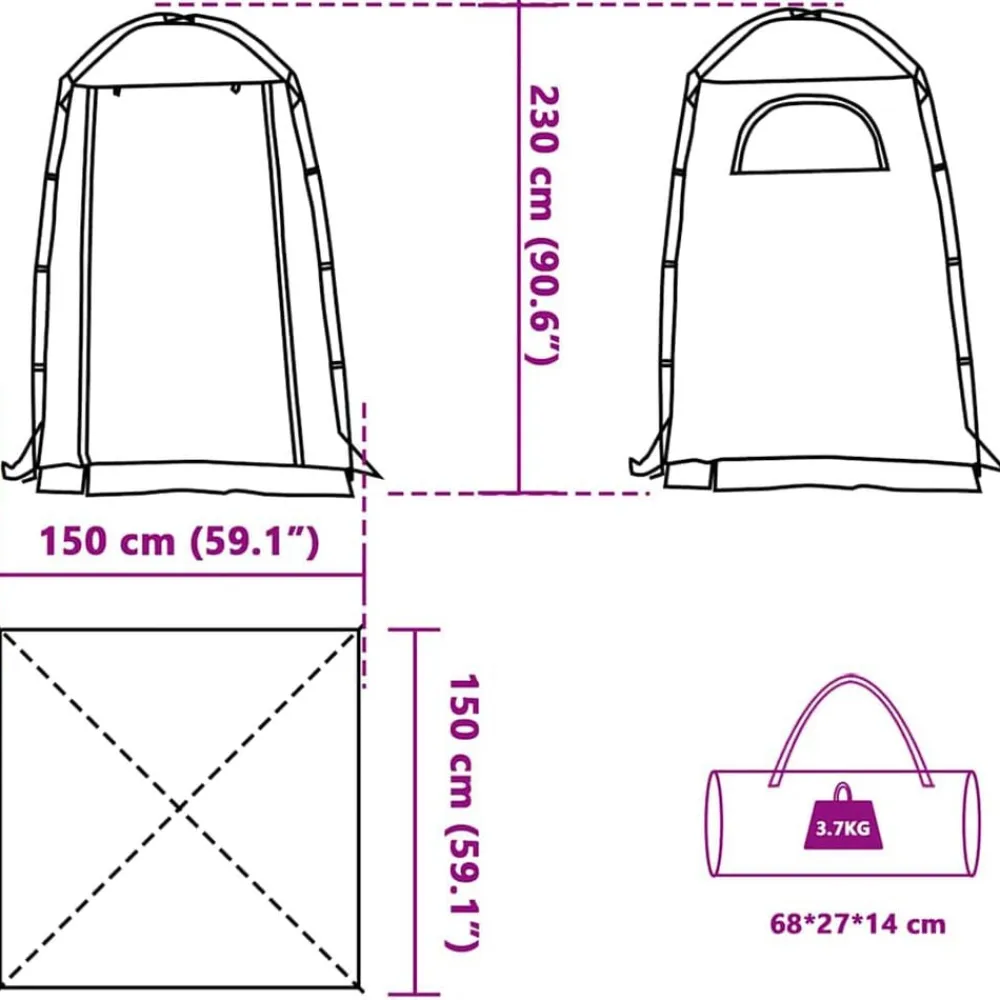 vidaXL Actividades Al Aire Libre-Tienda de ducha impermeable