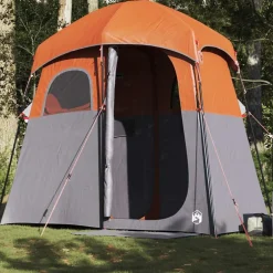 vidaXL Actividades Al Aire Libre-Tienda de ducha para 2 personas impermeable gris-naranja