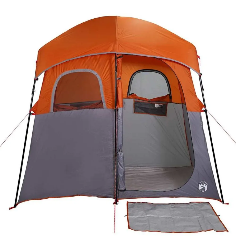 vidaXL Actividades Al Aire Libre-Tienda de ducha para 2 personas impermeable gris-naranja