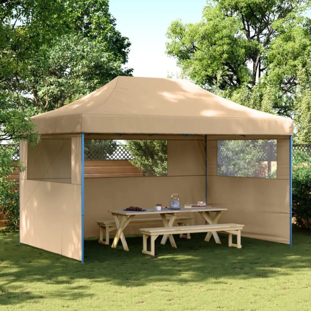 vidaXL Tienda de fiesta plegable Pop-Up con 3 paredes laterales Beige Outlet