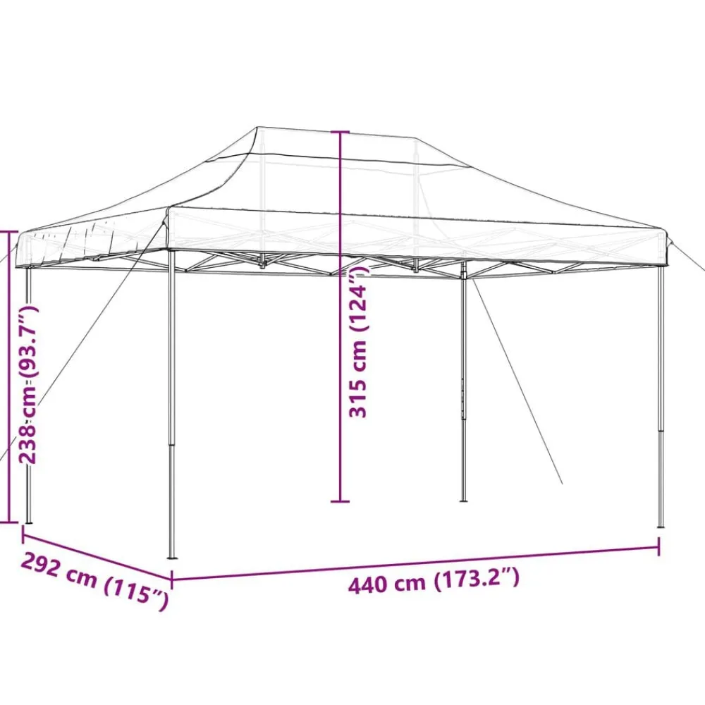 vidaXL Tienda de fiesta plegable Pop-Up taupe 440x292x315 cm Taupé