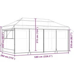 vidaXL Tienda de fiesta plegable Pop-Up con 4 paredes laterales Beige Online