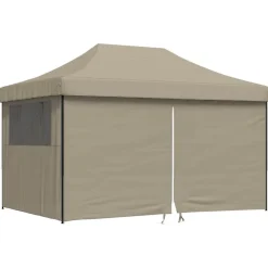 vidaXL Tienda de fiesta plegable Pop-Up con 4 paredes laterales taupe Taupé Sale
