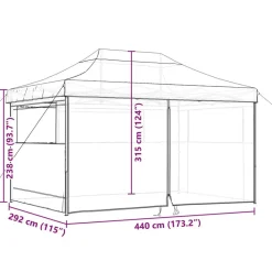 vidaXL Tienda de fiesta plegable Pop-Up con 4 paredes laterales taupe Taupé Sale