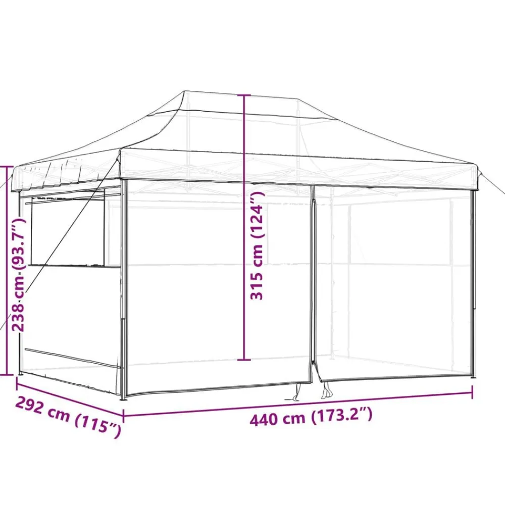 vidaXL Tienda de fiesta plegable Pop-Up con 4 paredes laterales taupe Taupé Sale