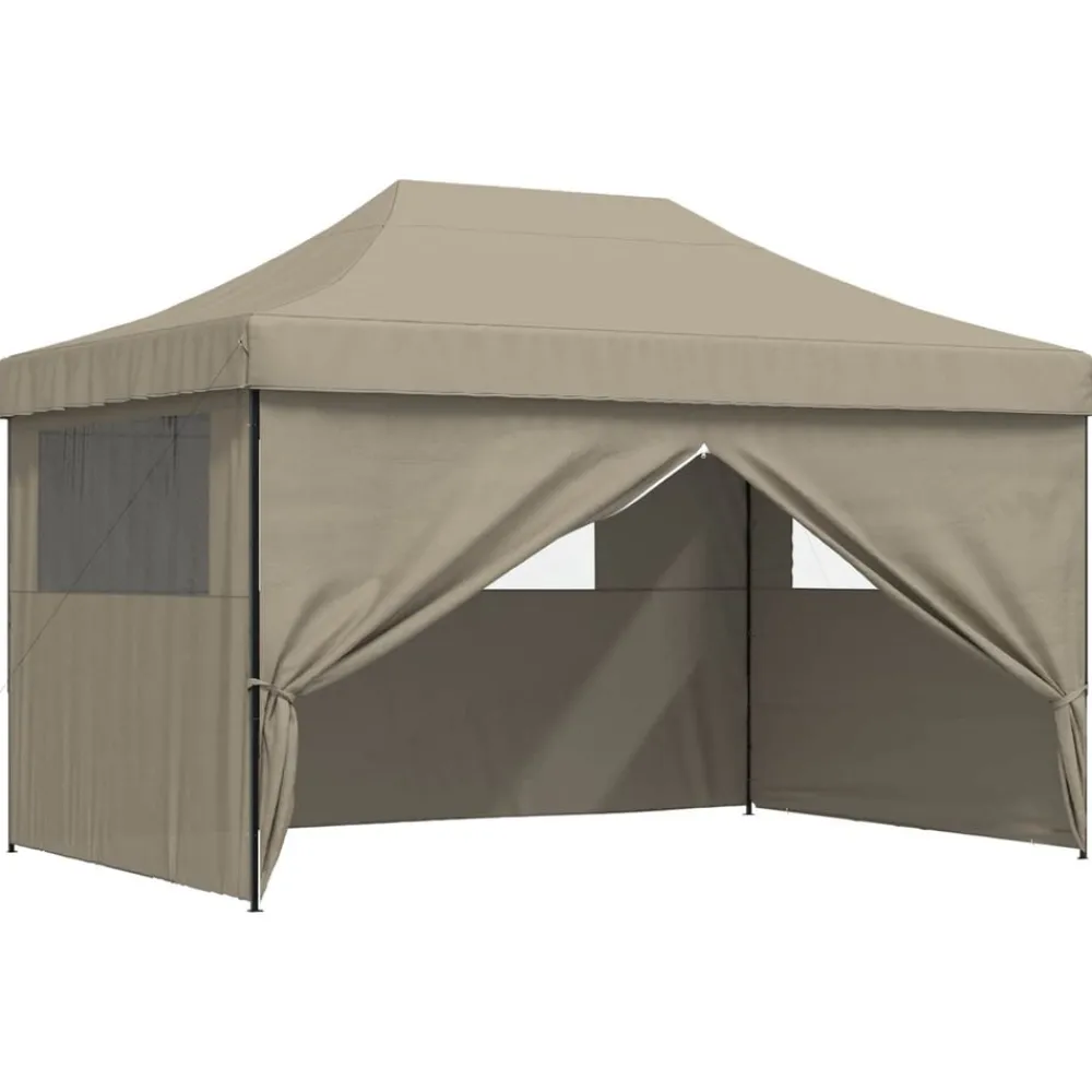 vidaXL Tienda de fiesta plegable Pop-Up con 4 paredes laterales taupe Taupé Sale