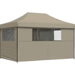vidaXL Tienda de fiesta plegable Pop-Up con 4 paredes laterales taupe Taupé Sale