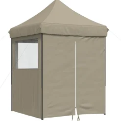 vidaXL Jardín-Tienda de fiesta plegable Pop-Up con 4 paredes laterales taupe
