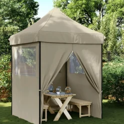 vidaXL Jardín-Tienda de fiesta plegable Pop-Up con 4 paredes laterales taupe