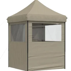 vidaXL Jardín-Tienda de fiesta plegable Pop-Up con 4 paredes laterales taupe