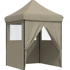 vidaXL Jardín-Tienda de fiesta plegable Pop-Up con 4 paredes laterales taupe