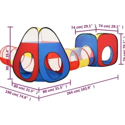 vidaXL Tienda de juego de niños con 250 bolas 90x264x90 cm Multicolor 1 Outlet