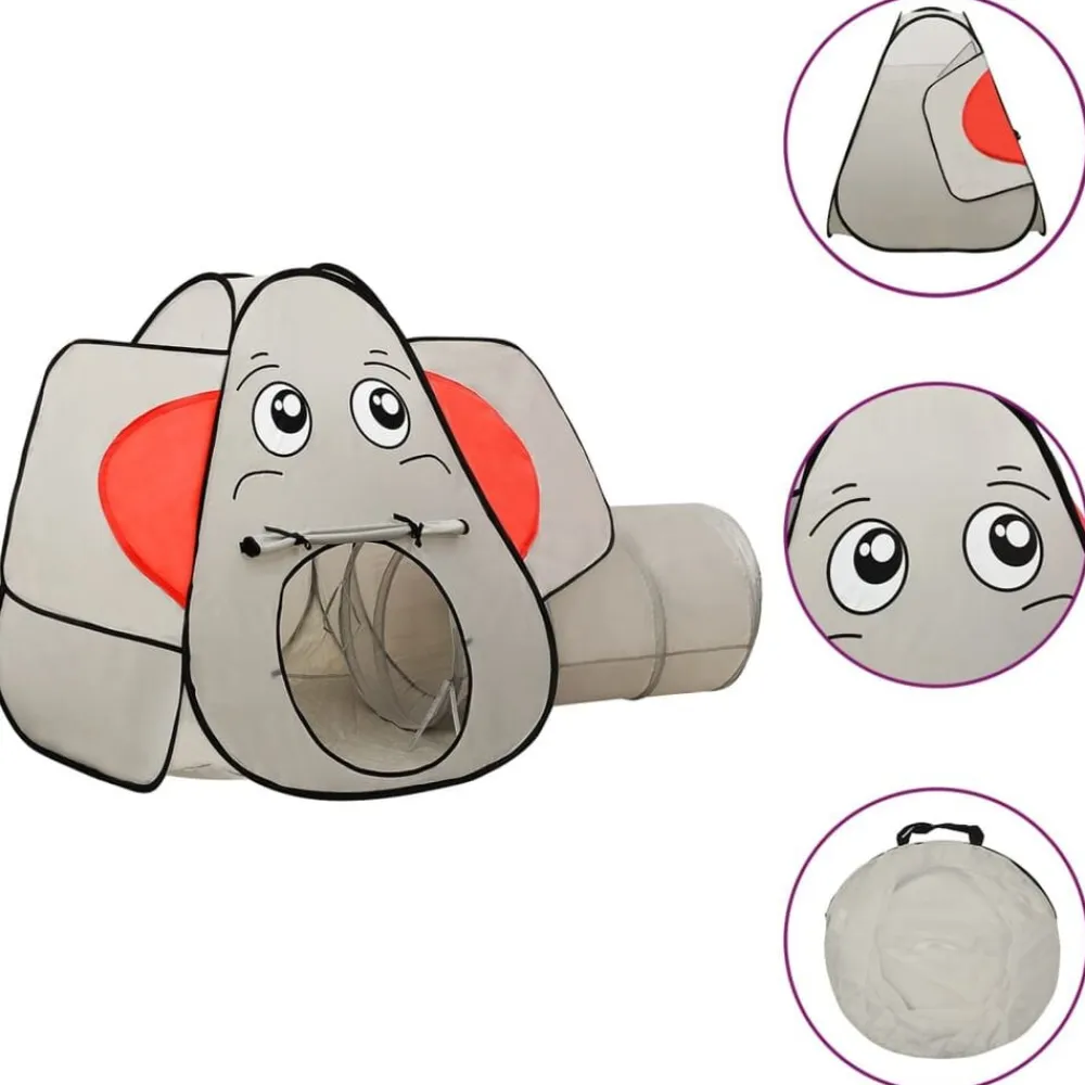 vidaXL Tienda de juegos diseño de elefante 250 bolas gris 174x86x101cm Multicolor 1 Best