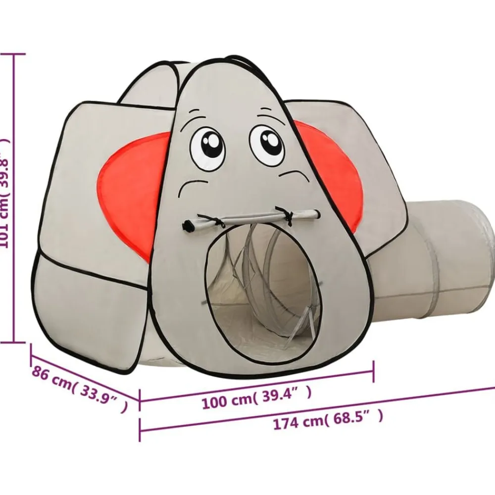 vidaXL Tienda de juegos diseño de elefante 250 bolas gris 174x86x101cm Multicolor 1 Best