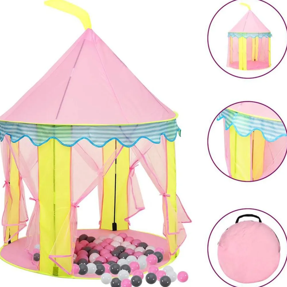 vidaXL Tienda de juegos para niños con 250 bolas rosa 100x100x127 cm Multicolor 2 Outlet