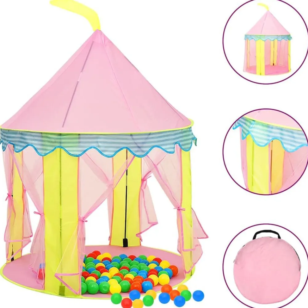 vidaXL Tienda de juegos para niños con 250 bolas rosa 100x100x127 cm Multicolor