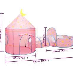 vidaXL Tienda de juegos para niños rosa 301x120x128 cm Discount