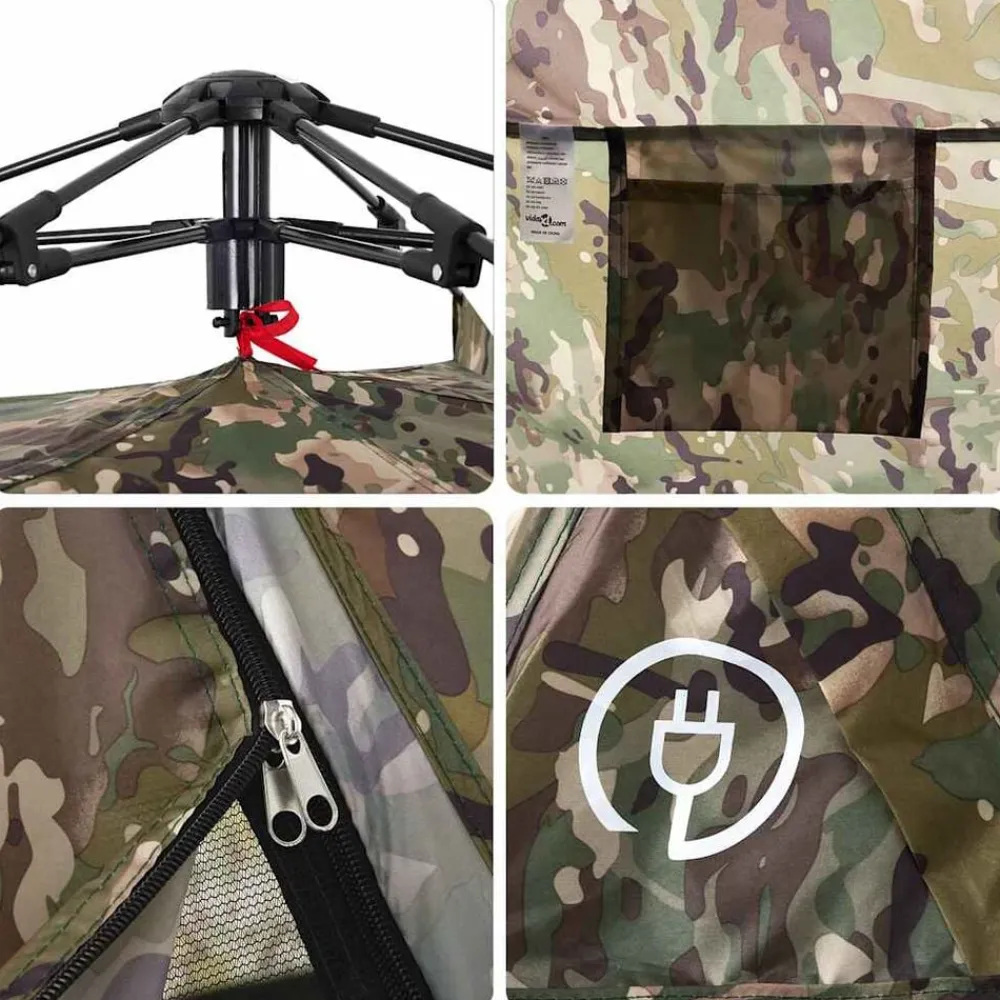 vidaXL Tienda de pesca 4 personas apertura rápida Camuflaje Clearance