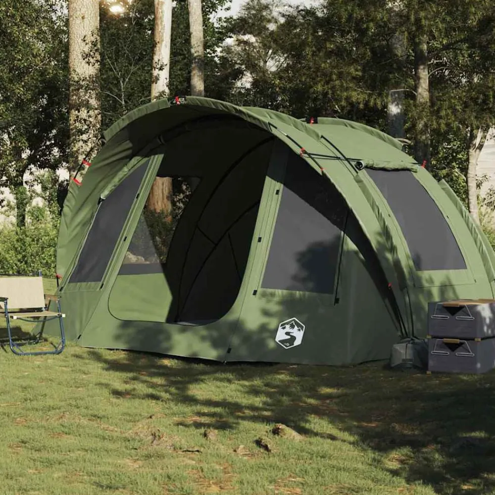 vidaXL Tienda de pesca 2 personas impermeable oliva Verde