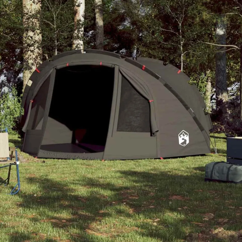 vidaXL Actividades Al Aire Libre-Tienda de pesca para 4 personas impermeable marrón