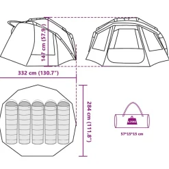 vidaXL Tienda de pesca para 5 personas impermeable Camuflaje Best