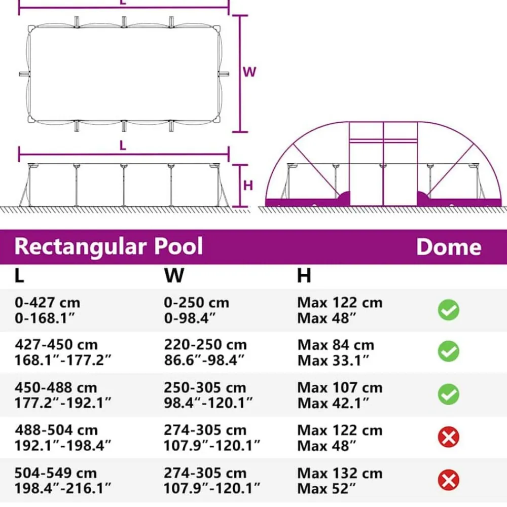 vidaXL Tienda de piscina tipo cúpula 538 x 440 x 204 cm Transparente Online