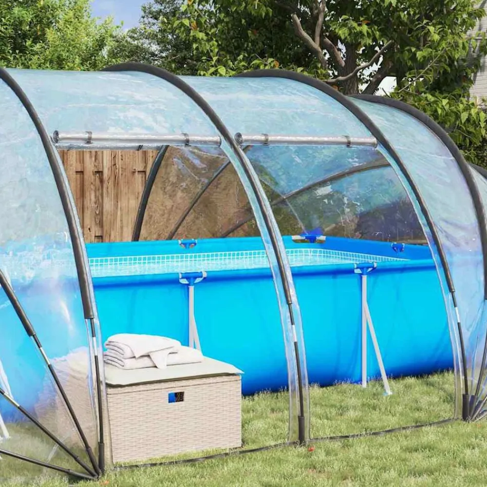 vidaXL Tienda de piscina tipo cúpula 538 x 440 x 204 cm Transparente Online