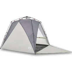 vidaXL Tienda de playa 4 personas impermeable apertura rápida Gris New