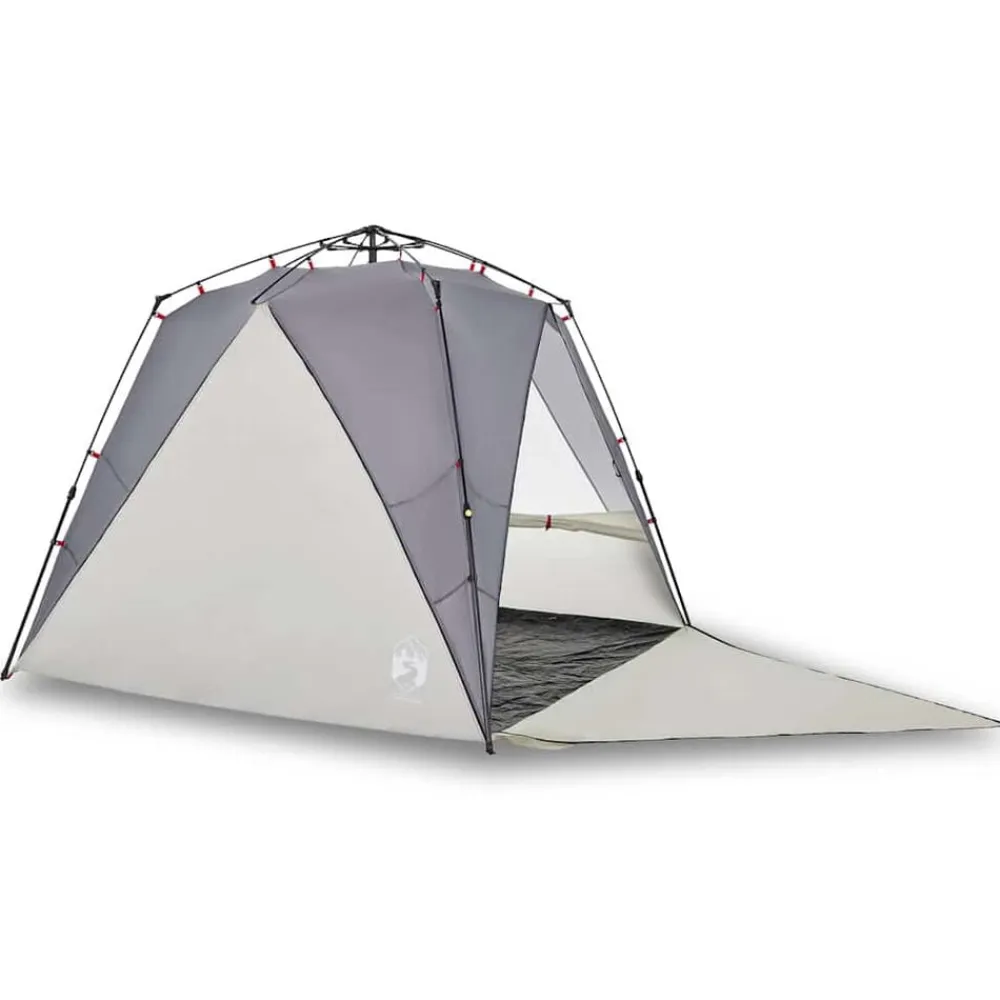 vidaXL Tienda de playa 4 personas impermeable apertura rápida Gris New
