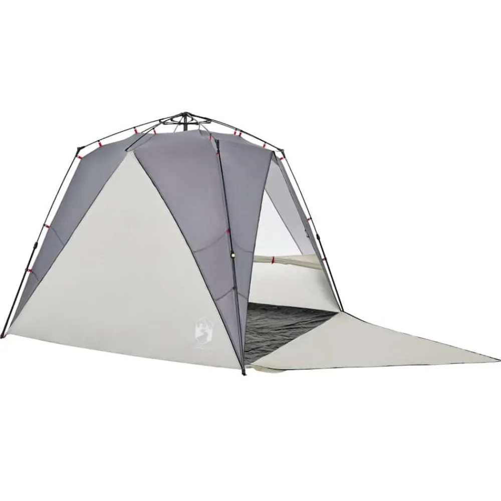 vidaXL Tienda de playa 4 personas impermeable apertura rápida Gris New