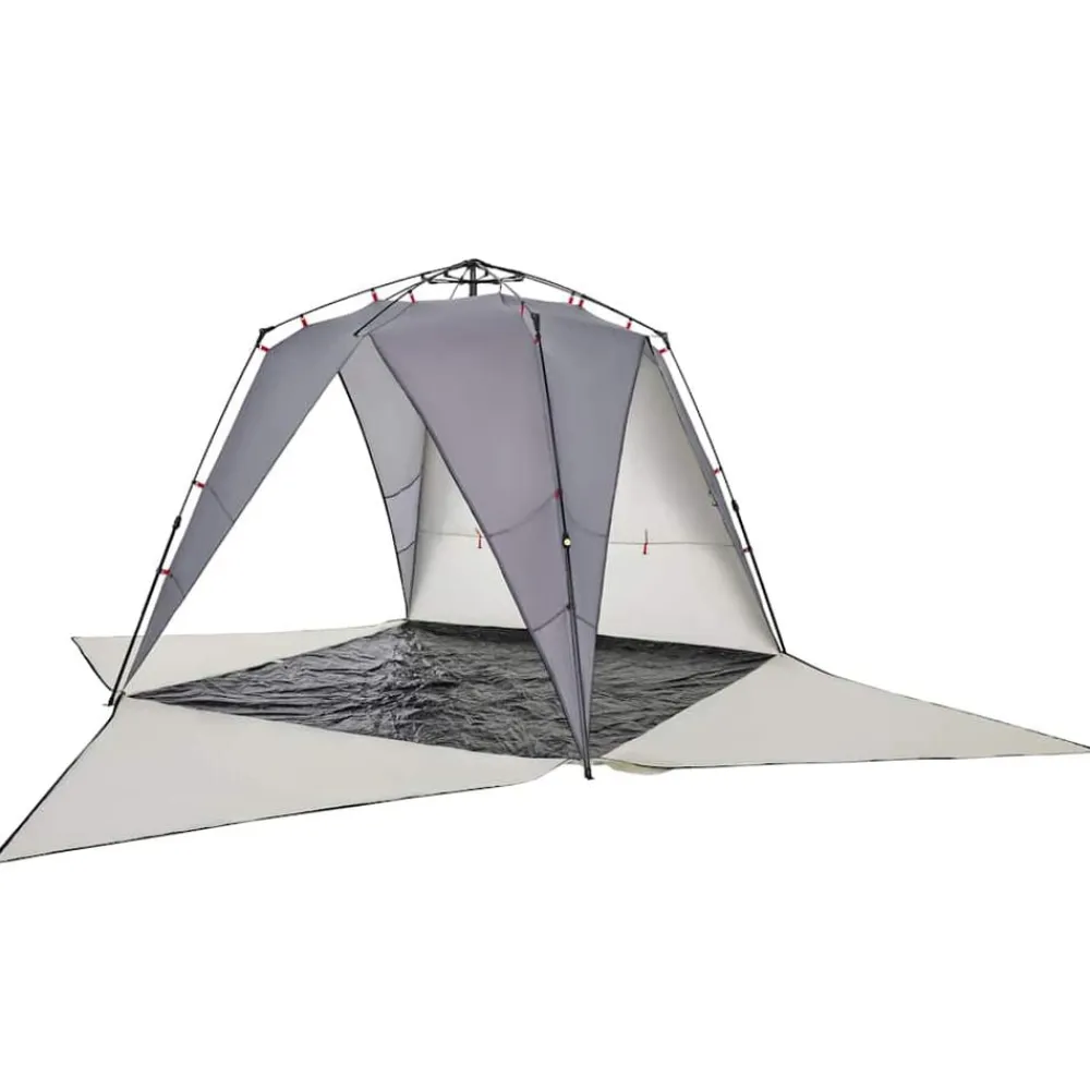 vidaXL Tienda de playa 4 personas impermeable apertura rápida Gris New