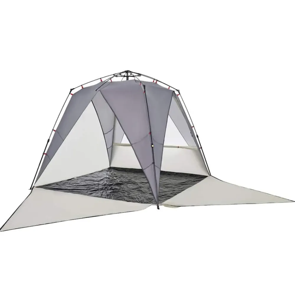 vidaXL Tienda de playa 4 personas impermeable apertura rápida Gris New