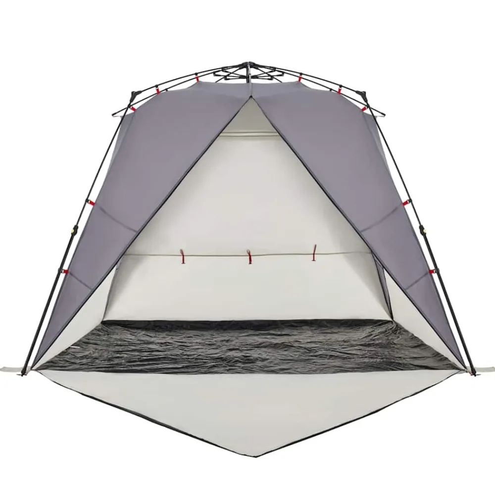 vidaXL Tienda de playa 4 personas impermeable apertura rápida Gris New