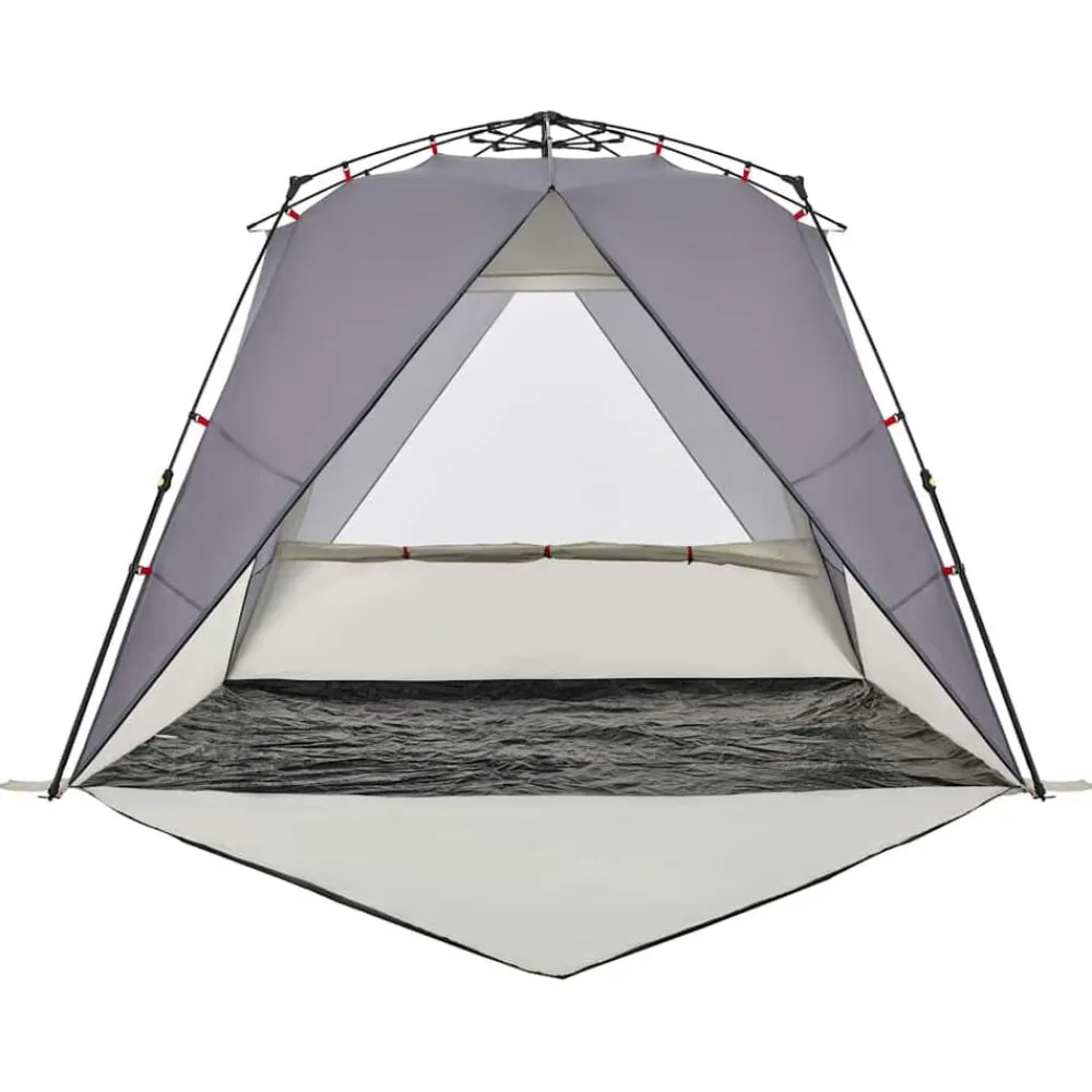 vidaXL Tienda de playa 4 personas impermeable apertura rápida Gris New