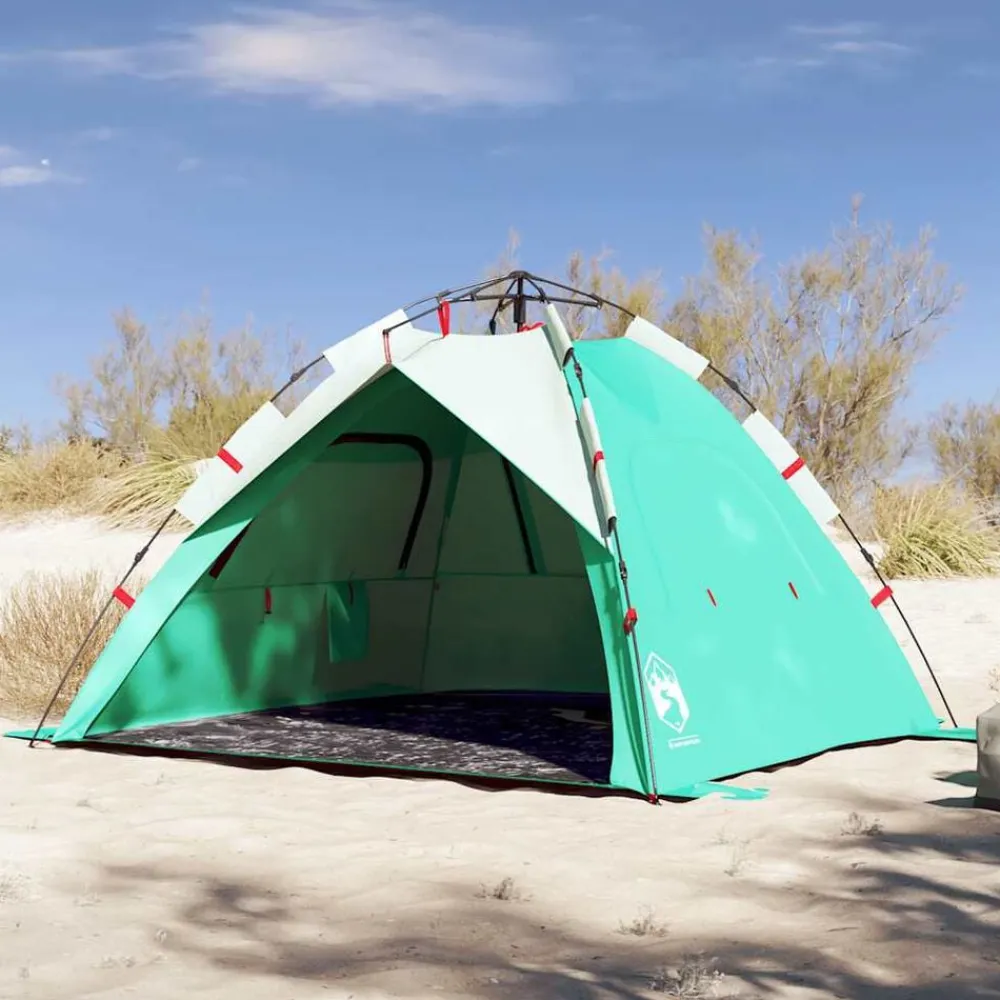 vidaXL Tienda de playa 3 personas impermeable apertura rápida verde Verde mar Clearance
