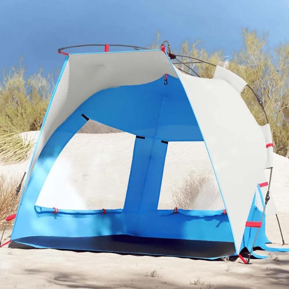 vidaXL Tienda de playa 2 personas impermeable apertura rápida azul Azul celeste Clearance