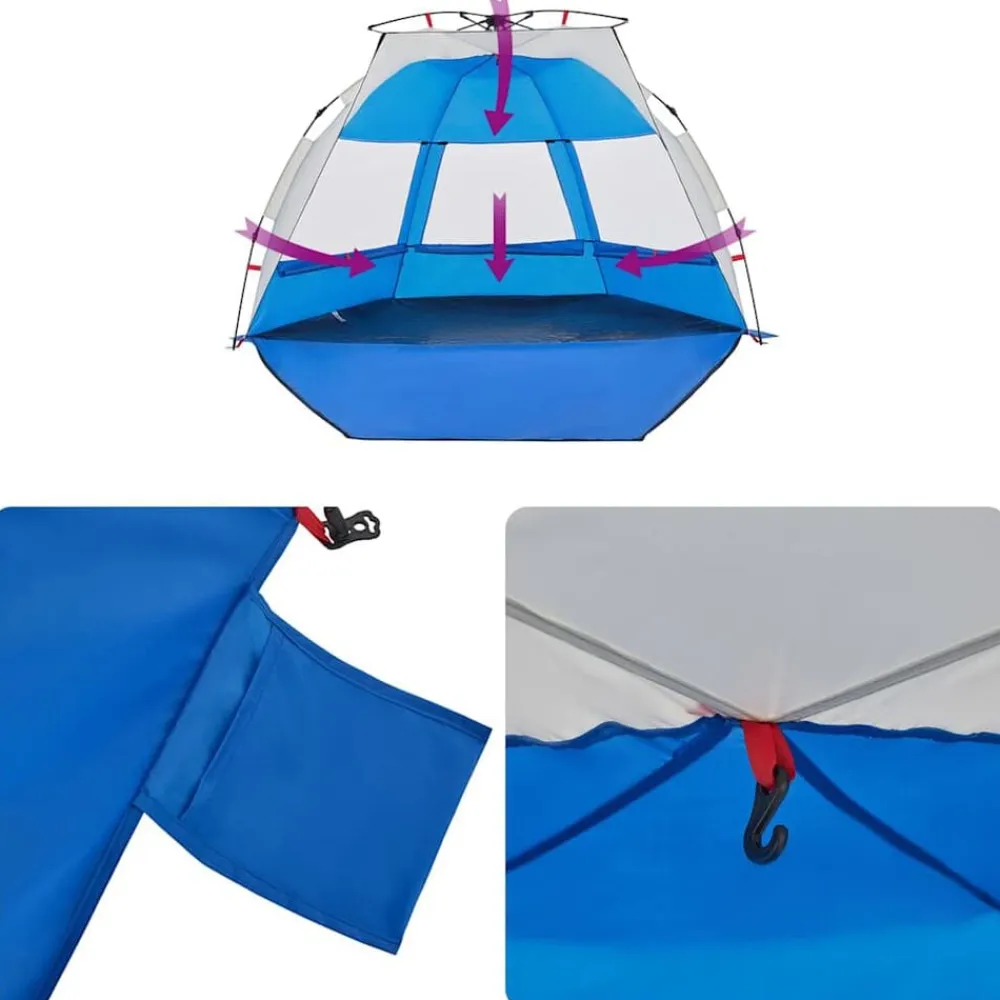 vidaXL Tienda de playa 2 personas impermeable apertura rápida azul Azul celeste