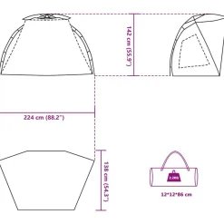 vidaXL Tienda de playa 2 personas impermeable apertura rápida azul Azul celeste