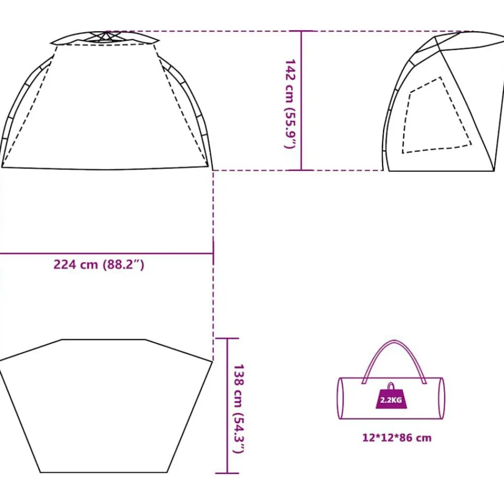 vidaXL Tienda de playa 2 personas impermeable apertura rápida azul Azul celeste