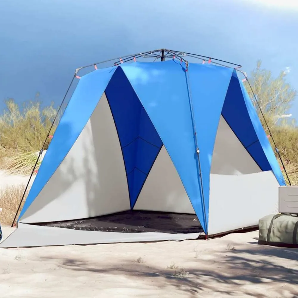vidaXL Tienda de playa 4 personas impermeable apertura rápida azul Azul celeste Clearance
