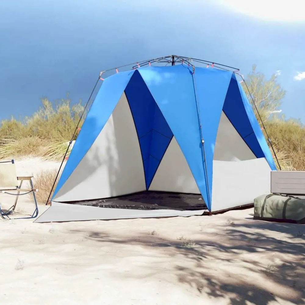 vidaXL Tienda de playa 4 personas impermeable apertura rápida azul Azul celeste Clearance