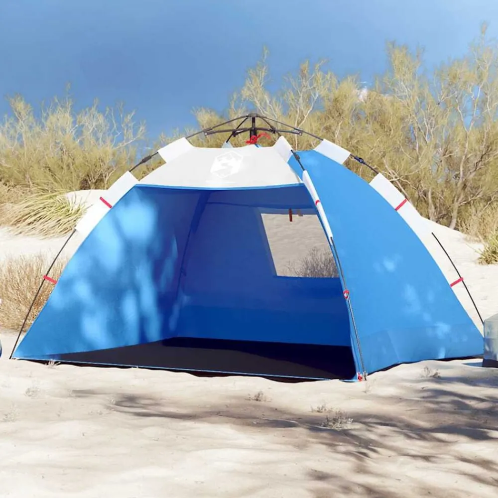 vidaXL Tienda de playa 2 personas impermeable apertura rápida azul Azul celeste Discount