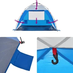 vidaXL Actividades Al Aire Libre-Tienda de playa 2 personas impermeable apertura rápida azul