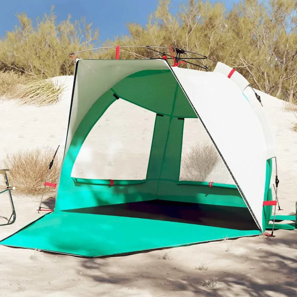 vidaXL Tienda de playa 2 personas impermeable apertura rápida verde Verde mar Online