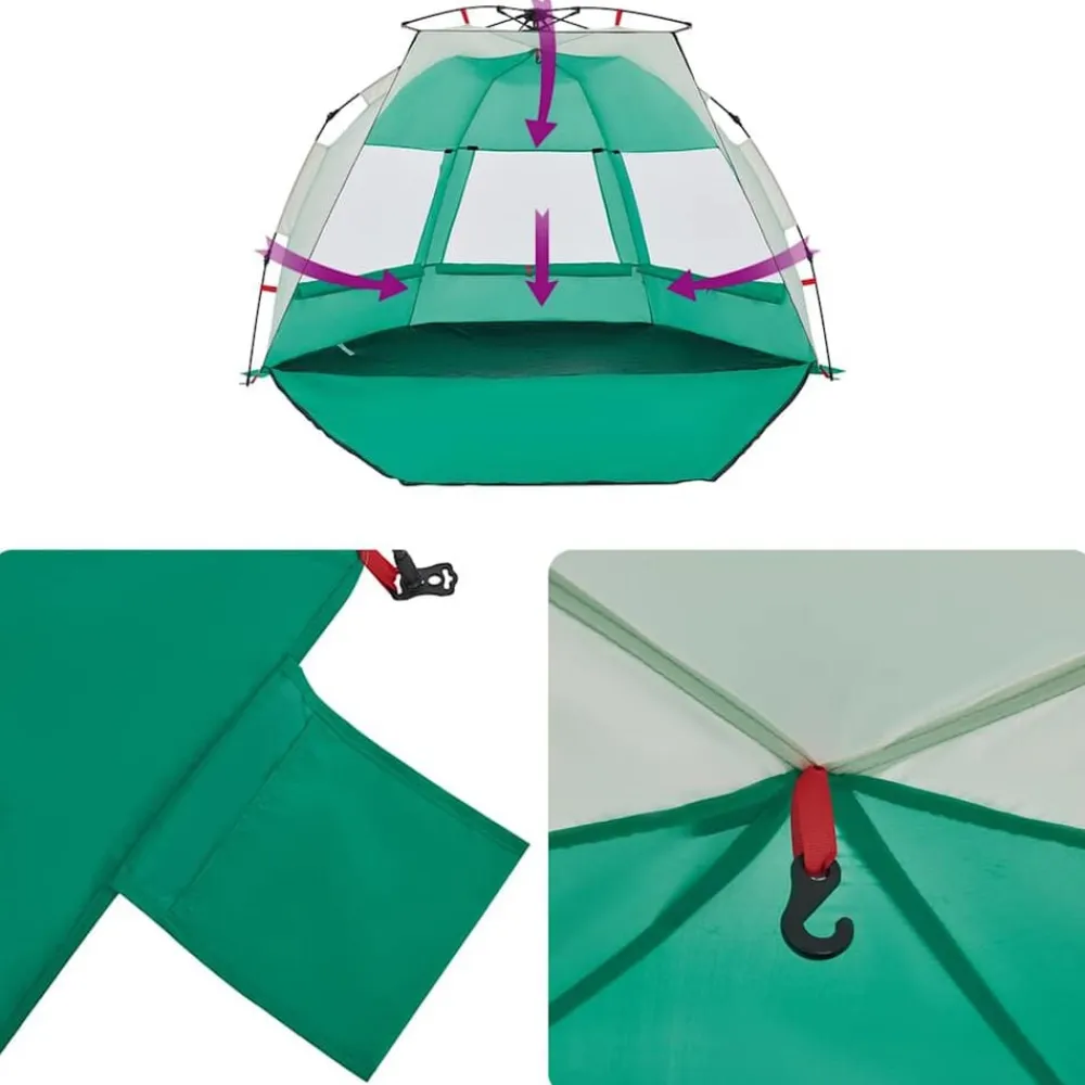 vidaXL Tienda de playa 2 personas impermeable apertura rápida verde Verde mar Online