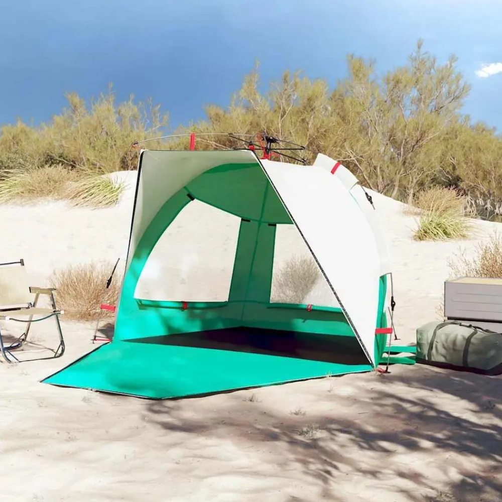 vidaXL Tienda de playa 2 personas impermeable apertura rápida verde Verde mar Online